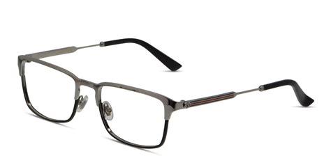 Gucci GG0135O Silver/Black Prescription Eyeglasses